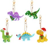 Diamond painting Sleutelhangers - Kerst Dino's