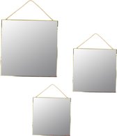 Orange85 Spiegel - Hangende - Vierkant - Goud - set van 3 - Glas - Wandspiegel