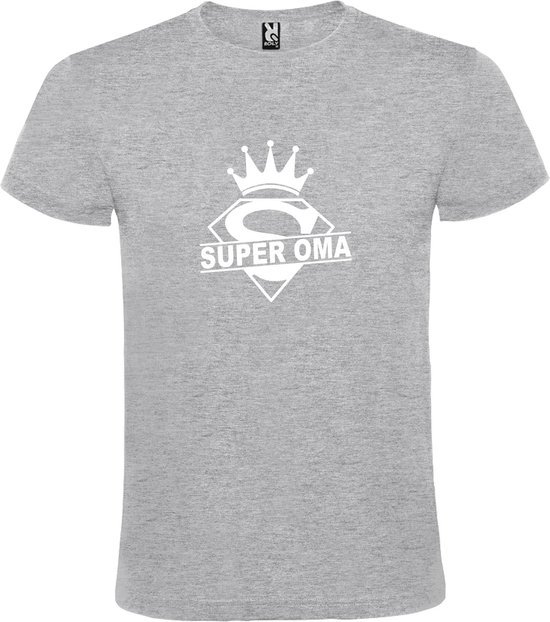 Grijs  T shirt met  print van "Super Oma " print Wit size XXXXL