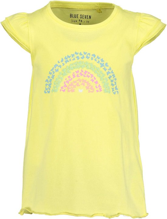 Blue Seven - meisjes shirt korte mouwen - regenboog - geel