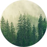 Behangcirkel Mistige Bomen  | ⌀ 30 cm | Zelfklevend | Wanddecoratie | Ronde Muursticker | Muurcirkel Binnen