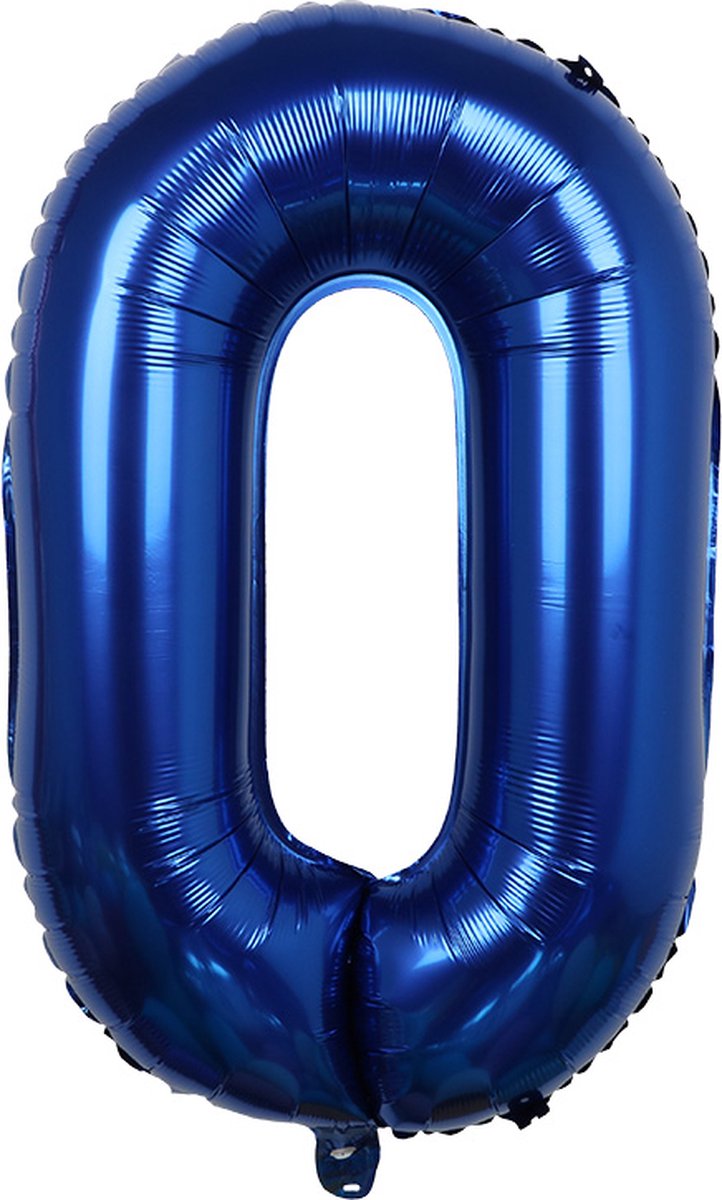 Folieballon / Cijferballon Blauw XL - getal 0 - 82cm