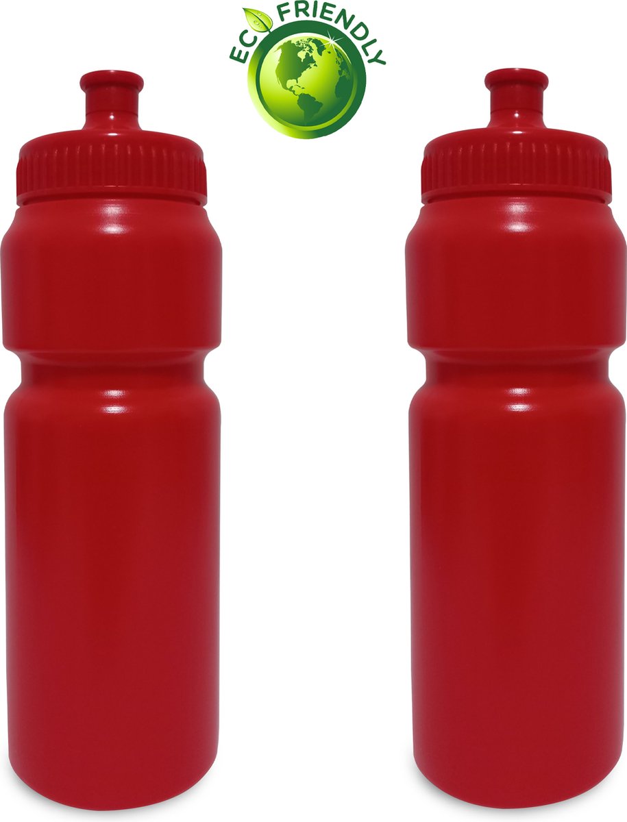 Waterflessen 750ml x2 - drinkbussen/bidons - Kinderen - Rood