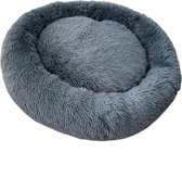 Donut Hondenmand en Kattenmand - Superzacht/Comfortabel - Wasbaar - Fluffy - Hondenkussen - 70cm - Donker Grijs