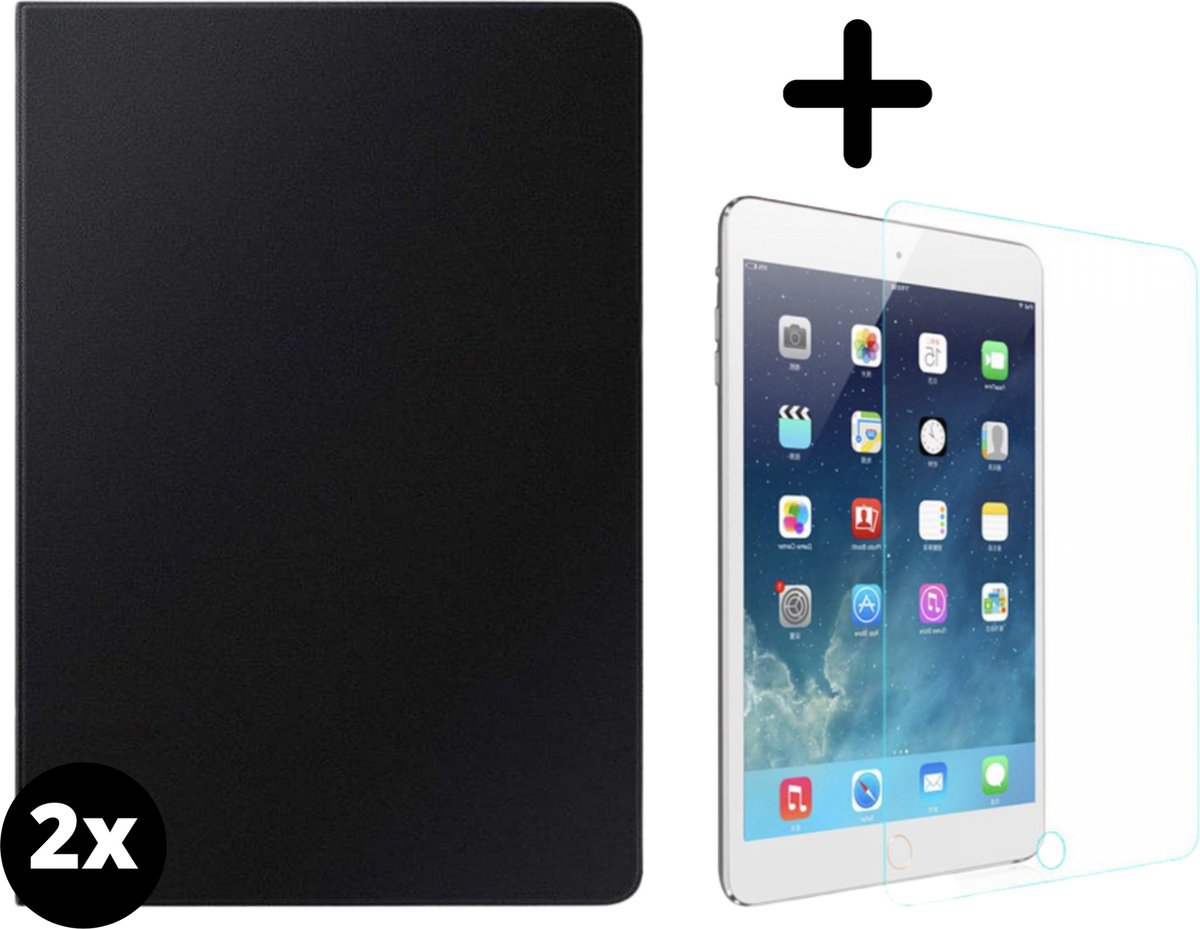 Fooniq Boek Hoes Zwart 2x + Screenprotector 2x - Geschikt Voor Apple iPad 7