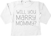 Shirt kind-trouwen-aanzoek-will you marry mommy-wit-zwart-Maat 122/128