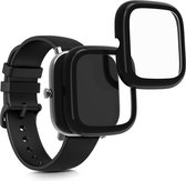 kwmobile 2x cover compatibel met Huami Amazfit GTS 2 Mini - Fitnesstracker cover van gehard glas en kunststof frame set zwart / zwart