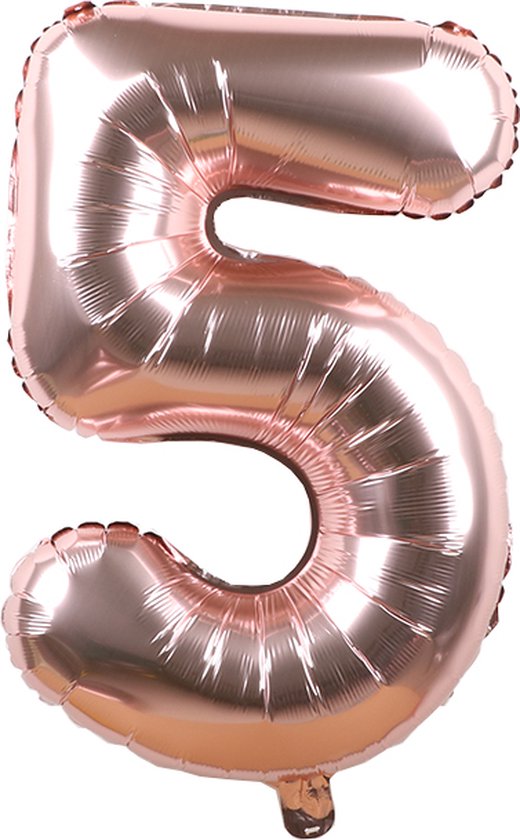 Folieballon / Cijferballon Rose Goud XL - getal 5 - 82cm
