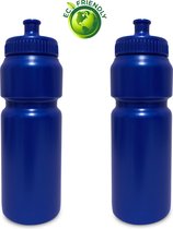 2x 750ml Drinkbus/Bidon - Waterflessen/drinkflessen - Blauw