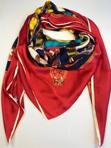 Vierkante sjaal met kleuren 130 x 130 cm / 70% viscose met 30 % zijde (glad materiaal)