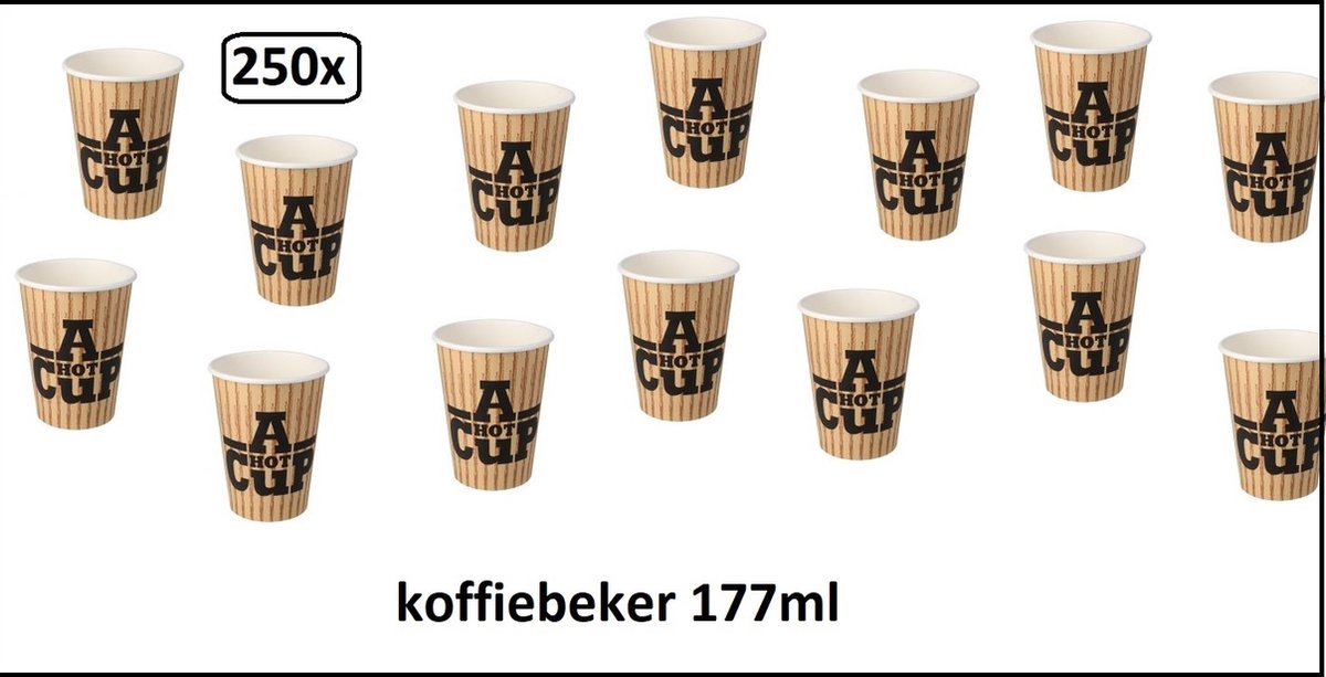 250x Koffiebeker karton A Hot Cup 177ml - Koffie thee chocomel soep drank water beker karton