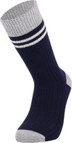 Colorcool Heren Sokken | Dark Blue Gray Stripe Robbed College Sokken | Katoen | 41-45 | Normale boord - Naadloos - Geen Padding