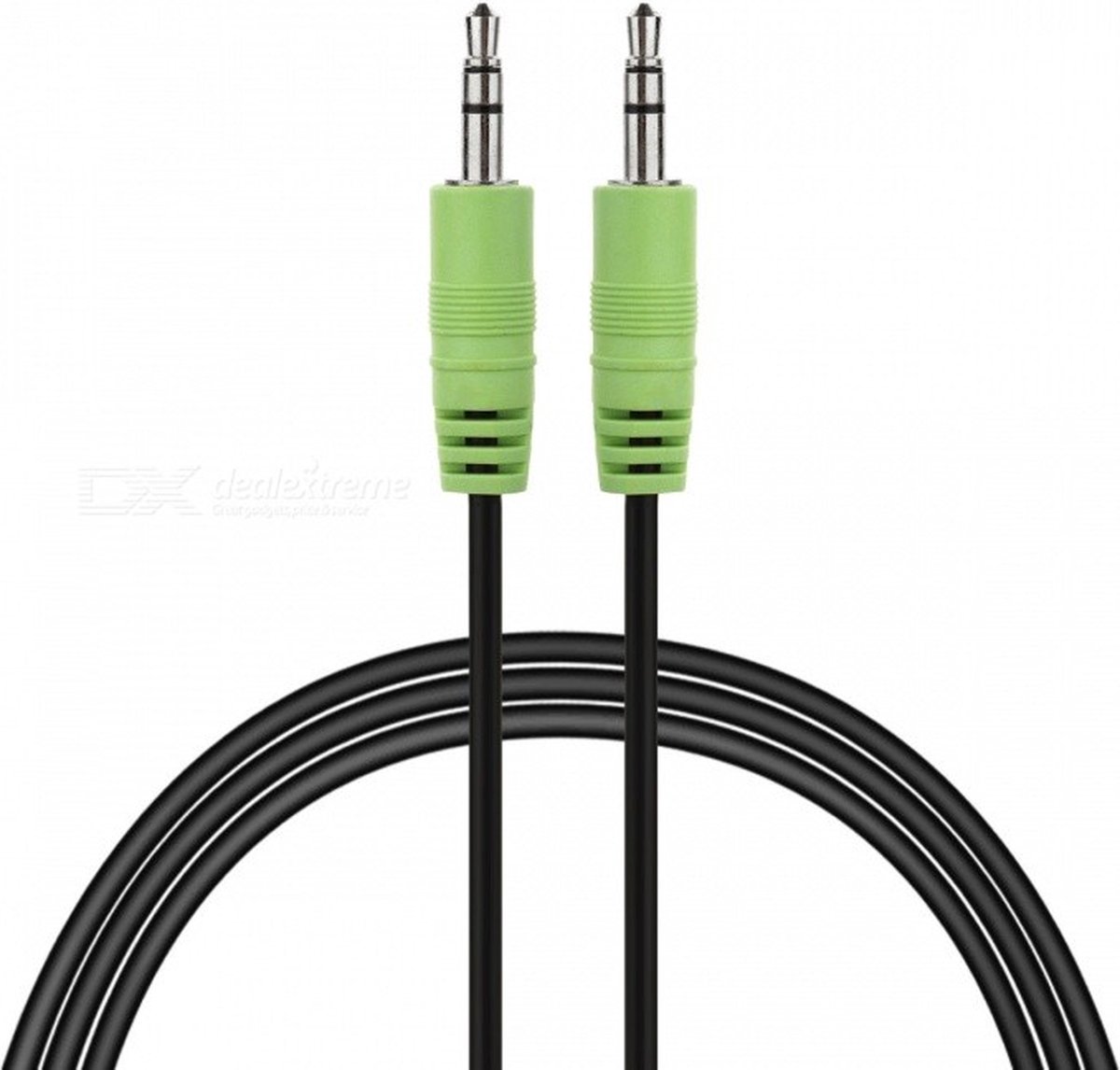 Audio Kabel 3.5mm Jack Aux Kabel Stereo 1 meter zwart/groen. - Merkloos