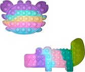 Pop IT - 2 in 1 pakket - Krokodil en krabvorm - Fidget Toys pakket