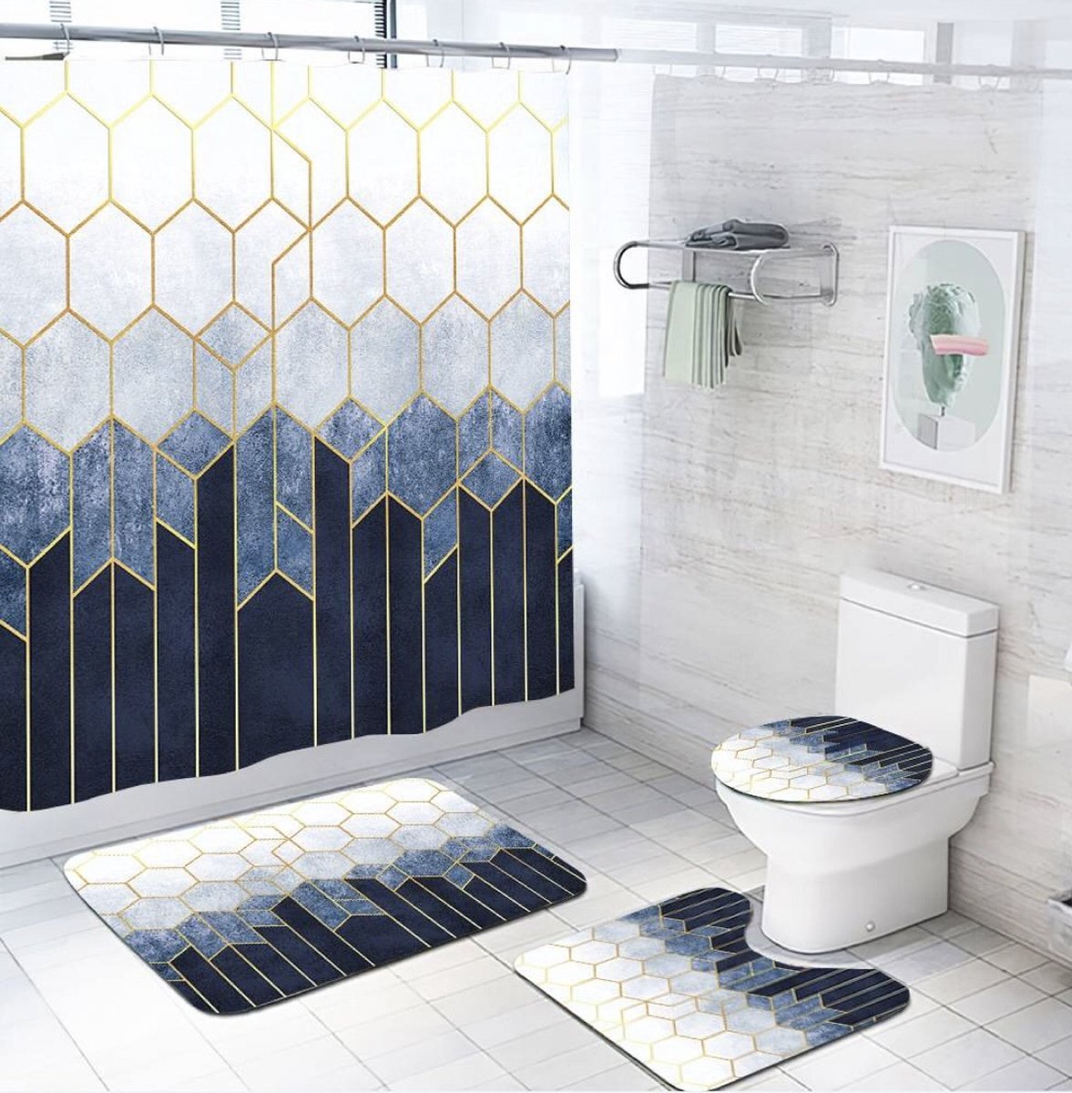 PANA® 'Florenz' Badmatset • Zachte voorleggers voor badkamer & WC • Wasbare & antislip badmat • Set