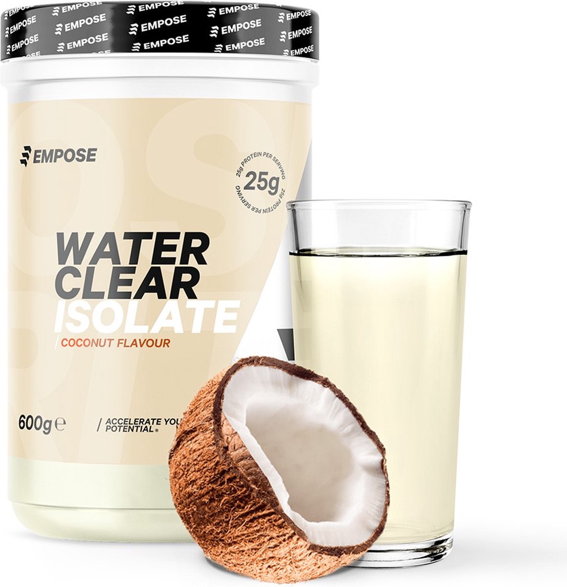 Empose Nutrition Water Clear Isolate - Proteine Ranja - Eiwit Poeder - Whey-Isolaat - Proteine poeder - Suikervrij/Vetvrij - 600 gr - Coconut