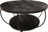 Zita Home - Salontafel Loo Mango Zwart met bodem rond - 80cm met onderblad