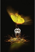 Glasschilderij | Chanel - Gouden vlinder | 60 x 80 cm | Plexiglas