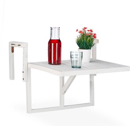 Relaxdays klaptafel balkon - houten balkontafel - opklaptafel - ingeklapt 22 cm breed