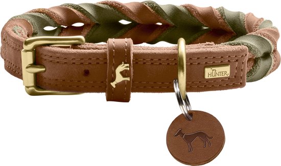 Hunter Collar Solid Education Duo Cognac&Olive Green - Collier pour chien -  40 cm | bol.com