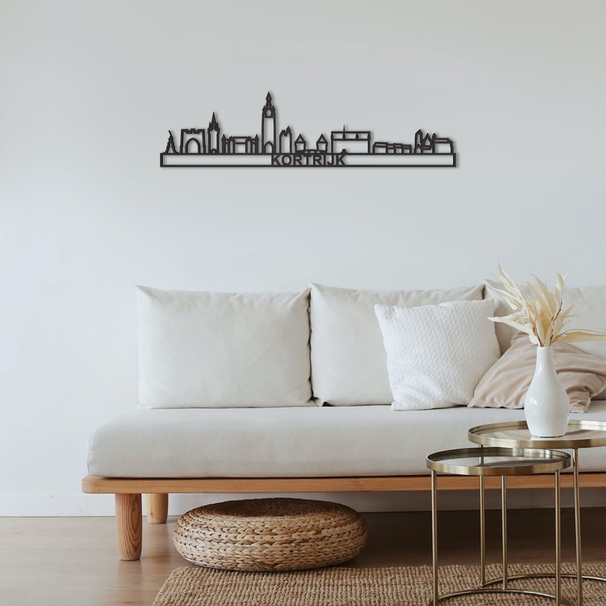 Skyline Kortrijk Zwart Mdf 130 Cm Wanddecoratie Voor Aan De Muur Met Tekst City Shapes