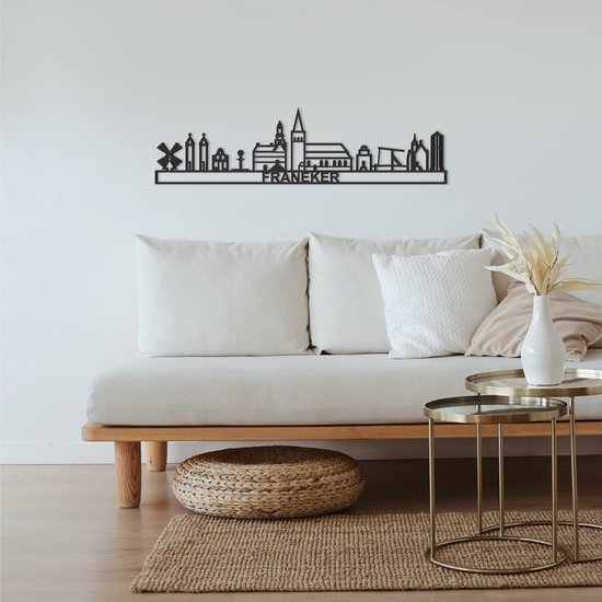 Skyline Franeker Zwart Mdf 130 Cm Wanddecoratie Voor Aan De Muur Met Tekst City Shapes