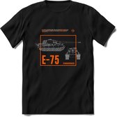 E75 leger T-Shirt | Unisex Army Tank Kleding | Dames / Heren Tanks ww2 shirt | Blueprint | Grappig bouwpakket Cadeau - Zwart - S