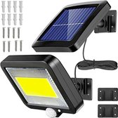 Solar Buitenlamp met Bewegingssensor & Zonnepaneel - 100 LEDs - Wit Licht -Tuinverlichting op Zonneenergie - IP65 Waterdicht - Voor Tuin/Wand/Oprit - Buitenverlichting Zonne Energie - Sensor 