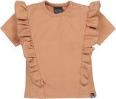 Vertical ruffle t-shirt rib camel /