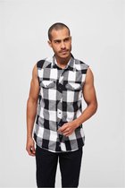 Urban Classics Overhemd -7XL- Checkshirt sleeveless Wit/Zwart