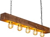 Vintage Hotue Hanglamp - Hanglamp zwart, bruin, 5-lichtbronnen - Moderne Houte Plafondlamp - Scandinavisch  Houte Bruine Hanglamp - Boho-stijl  E27 fitting  Houte Bruine Hanglamp -
