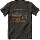 T32 Heavy tank leger T-Shirt | Unisex Army Tank Kleding | Dames / Heren Tanks ww2 shirt | Blueprint | Grappig bouwpakket Cadeau - Donker Grijs - XL