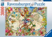 Ravensburger puzzel Flora en Fauna Wereldkaart - Legpuzzel - 2000 stukjes met grote korting