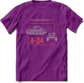 A34 Comet leger T-Shirt | Unisex Army Tank Kleding | Dames / Heren Tanks ww2 shirt | Blueprint | Grappig bouwpakket Cadeau - Paars - XL