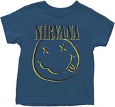 Nirvana - Inverse Happy Face Kinder T-shirt - Kids tm 3 jaar - Blauw