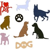 Metalen snijmal - honden - hond - bot - hok - 12 stuks - embossing - scrapbooking - kaarten maken - snij mal