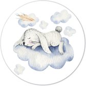 Label2X - Muurcirkel kids konijn wolk - Ø 20 cm - Dibond - Multicolor - Wandcirkel - Rond Schilderij - Muurdecoratie Cirkel - Wandecoratie rond - Decoratie voor woonkamer of slaapk