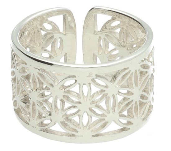 La Rosa Princesa Zilveren Flower of life Ring maat 19 t/m 21