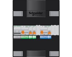 Schneider Electric Advanced groepenkast, 1 fase, 3 lichtgroepen, 2 aardlekschakelaars 30mA 220x220x100mm hoofdschakelaar 40A m. 2 polen