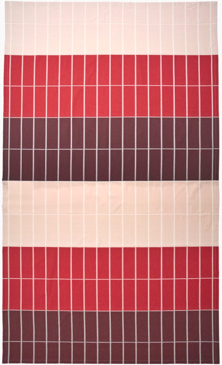 Marimekko Tiiliskivi tafelkleed 156 x 280 roodtinten jaquard geweven