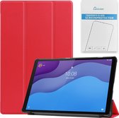 Case2go - Tablet hoes & Screenprotector geschikt voor Lenovo Tab M10 (TB-X306F) - 10.1 Inch - Auto Wake/Sleep functie - Rood