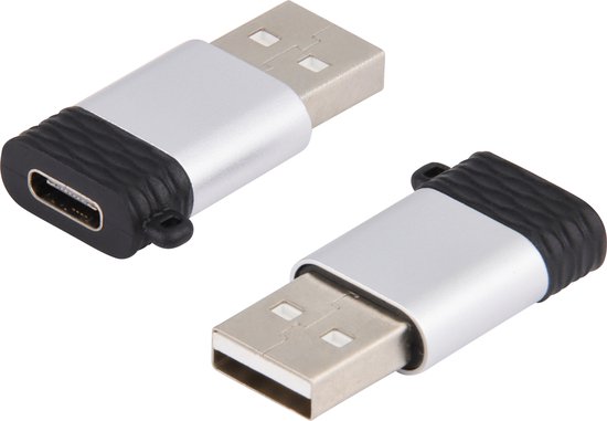 Phreeze USB-C naar USB-A Adapter - Aluminium Design - USB C (Female) naar USB A (Male) Converter - Ondersteunt 2.4A snelladen en 480 Mbps data overdracht