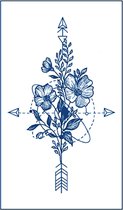 Jagua Henna neptattoo- Bloemen en arrow- Carnaval-Tijdelijke plak tattoo-Nep tatoeage-FST249