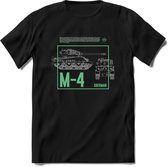 M4 Sherman leger T-Shirt | Unisex Army Tank Kleding | Dames / Heren Tanks ww2 shirt | Blueprint | Grappig bouwpakket Cadeau - Zwart - M