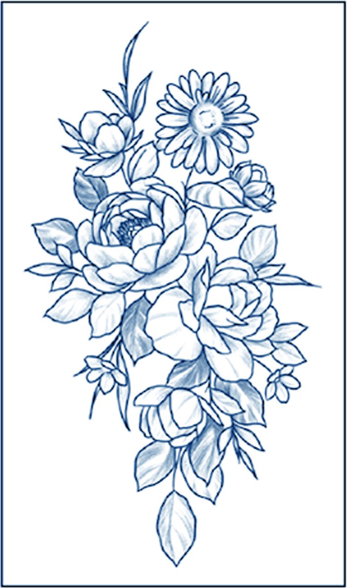 Jagua Henna neptattoo- Bloemen en kamille- Carnaval-Tijdelijke plak tattoo-Nep tatoeage-FST259