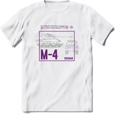 M4 Sherman leger T-Shirt | Unisex Army Tank Kleding | Dames / Heren Tanks ww2 shirt | Blueprint | Grappig bouwpakket Cadeau - Wit - XL