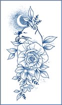 Jagua Henna neptattoo- Bloemen en kat en maan- Carnaval-Tijdelijke plak tattoo-Nep tatoeage-FST257