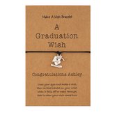 Bixorp Friends Vriendschapsarmbandje met "A Graduation Wish" voor geslaagden Zilverkleurig - Afstudeerhoed Armband -  Examen Cadeau