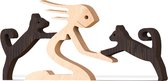 Houten beeldje - Natuurlijk hout - Beeld - Decoratief - Hout - Vrouw - Katten - A08