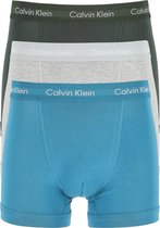 Calvin Klein trunks (3-pack) - heren boxers normale lengte - grijs melange - antraciet en petrol -  Maat: S